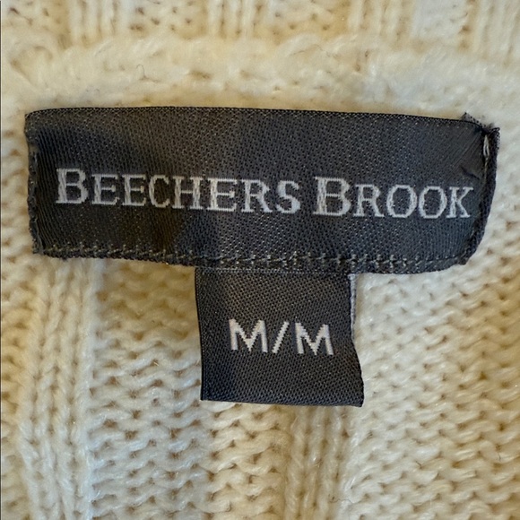 Beechers Brook Sweater White Cable Knit V-Neck Acrylic Women's M - Picture 7 of 11